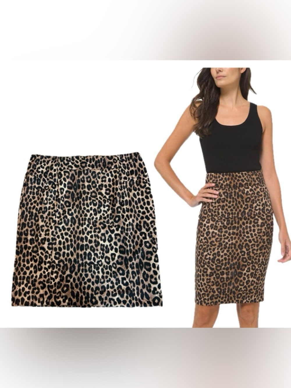 Michael Michael Kors brown black Leopard cheetah animal Print Pencil Skirt L NWT
